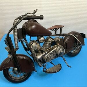 Vintage Brown Metal Motorcycle Model